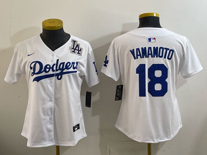 Women 2026 Nike Los Angeles Dodgers #18 Yamamoto White Game MLB Jersey 01